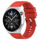 For Huawei  Watch GT Runner 22mm Protruding Head Silicone Strap Silver Buckle(Red) - 1