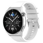 For Huawei Watch 3 / Watch3 Pro 22mm Protruding Head Silicone Strap Silver Buckle(White) - 1