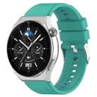 For Huawei Watch GT 42mm/46mm / GT2 46mm 22mm Protruding Head Silicone Strap Silver Buckle(Teal Green) - 1