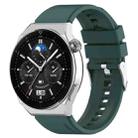 For Huawei Watch GT 42mm/46mm / GT2 46mm 22mm Protruding Head Silicone Strap Silver Buckle(Dark Green) - 1