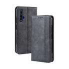 Magnetic Buckle Retro Crazy Horse Texture Horizontal Flip Leather Case for HUAWEI Honor 20 , with Holder & Card Slots & Photo Frame(Black) - 1