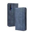 Magnetic Buckle Retro Crazy Horse Texture Horizontal Flip Leather Case for HUAWEI Honor 20 , with Holder & Card Slots & Photo Frame(Blue) - 1