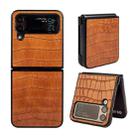 For Samsung Galaxy Z Flip4 Glossy CrocodileTexture Phone Case(Brown) - 1