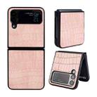 For Samsung Galaxy Z Flip4 Glossy CrocodileTexture Phone Case(Pink) - 1