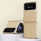 For Samsung Galaxy Z Flip4 Litchi Texture Leather Metal Frame Hinge Phone Case(Gold) - 1