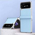 For Samsung Galaxy Z Flip4 Litchi Texture Leather Metal Frame Hinge Phone Case(Blue) - 1