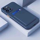 For iPhone 14 Skin Feel Card Color Button TPU Case (Dark Blue) - 1