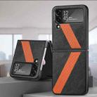 For Samsung Galaxy Z Filp4 L-Shaped Fiber Stitching Folding Phone Case(Black) - 1