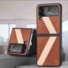 For Samsung Galaxy Z Filp4 L-Shaped Fiber Stitching Folding Phone Case(Brown) - 1