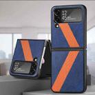 For Samsung Galaxy Z Filp4 L-Shaped Fiber Stitching Folding Phone Case(Blue) - 1