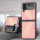 For Samsung Galaxy Z Filp4 L-Shaped Fiber Stitching Folding Phone Case(Pink) - 1