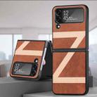 Z Shape Fiber Stitching Folding Phone Case For Samsung Galaxy Z Flip4(Brown) - 1