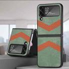 V Shape Fiber Stitching Folding Phone Case For Samsung Galaxy Z Flip4(Green) - 1