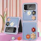 For Samsung Galaxy Z Flip4 3D Flower PC Leather Folding Leather Phone Case(Blue) - 1