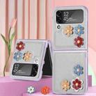 For Samsung Galaxy Z Flip4 3D Flower PC Leather Folding Leather Phone Case(Grey) - 1