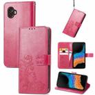 For Samsung Galaxy Xcover6 Pro Four-leaf Embossed Clasp Buckle Leather Phone Case(Rose Red) - 1