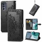 For Motorola Moto G42 Mandala Flower Embossed Leather Phone Case(Black) - 1