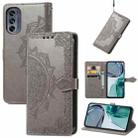 For Motorola Moto G42 Mandala Flower Embossed Leather Phone Case(Gray) - 1