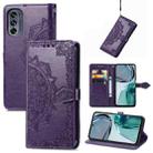 For Motorola Moto G42 Mandala Flower Embossed Leather Phone Case(Purple) - 1