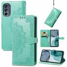 For Motorola Moto G42 Mandala Flower Embossed Leather Phone Case(Green) - 1