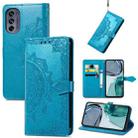 For Motorola Moto G62 Mandala Flower Embossed Leather Phone Case(Blue) - 1