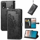 For Nokia C21 Plus Mandala Flower Embossed Leather Phone Case(Black) - 1