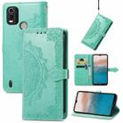 For Nokia C21 Plus Mandala Flower Embossed Leather Phone Case(Green) - 1