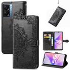 For OPPO A57 5G Mandala Flower Embossed Leather Phone Case(Black) - 1