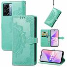 For OPPO A57 5G Mandala Flower Embossed Leather Phone Case(Green) - 1