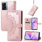 For OPPO A57 5G Mandala Flower Embossed Leather Phone Case(Rose Gold) - 1