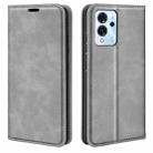 For ZTE Blade V40 Pro Retro-skin Magnetic Suction Leather Phone Case(Grey) - 1