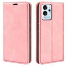 For ZTE Blade V40 Pro Retro-skin Magnetic Suction Leather Phone Case(Pink) - 1