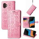 For Samsung Galaxy Xcover6 Pro Cute Cat and Dog Embossed Leather Phone Case(Pink) - 1