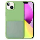 For iPhone 14 Liquid Silicone Skin Feel Phone Case with Card Slot (Green) - 1