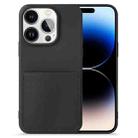 For iPhone 14 Pro Max Liquid Silicone Skin Feel Phone Case with Card Slot (Black) - 1