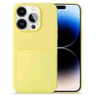 For iPhone 14 Pro Max Liquid Silicone Skin Feel Phone Case with Card Slot (Yellow) - 1