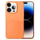 For iPhone 14 Pro Max Liquid Silicone Skin Feel Phone Case with Card Slot (Orange) - 1