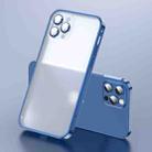 For iPhone 12 Frosted Lens Protector Lock Buckle Phone Case(Blue) - 1