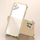 For iPhone 12 Frosted Lens Protector Lock Buckle Phone Case(Gold) - 1