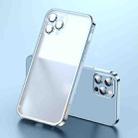 For iPhone 12 Frosted Lens Protector Lock Buckle Phone Case(Blue Silver) - 1