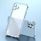 For iPhone 12 Pro Frosted Lens Protector Lock Buckle Phone Case(Blue Silver) - 1
