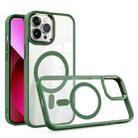 For iPhone 13 Gold Shield Clear TPU MagSafe Phone Case(Green) - 1