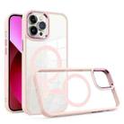 For iPhone 13 Gold Shield Clear TPU MagSafe Phone Case(Pink) - 1