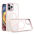 For iPhone 12 Pro Max Gold Shield Clear TPU MagSafe Phone Case(Pink) - 1