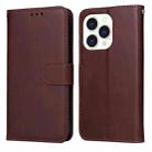 For iPhone 14 Pro JSM Calf Texture Leather Phone Case(Brown) - 1