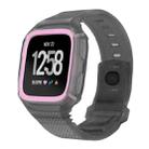 For Fitbit Versa Integrated Protection Silicone Watch Band(Grey Pink) - 1