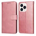 For iPhone 14 Pro Max JSM Calf Texture Leather Phone Case (Pink) - 1