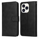 For iPhone 14 Pro Max JSM Calf Texture Leather Phone Case (Black) - 1