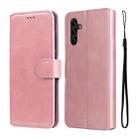 For Samsung Galaxy A13 5G JUNSUNMAY Calf Texture Leather Phone Case(Pink) - 1