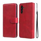 For Samsung Galaxy A13 5G JUNSUNMAY Calf Texture Leather Phone Case(Red) - 1